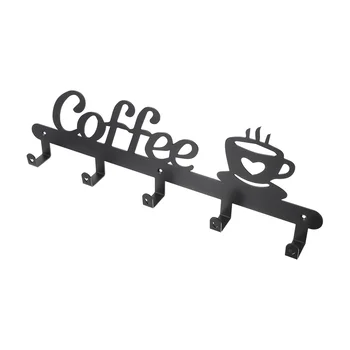 מתלה ספל קפה תלייה על קיר אחסון בעל קולב תה ארגונית לחבר ווים כוסות מתכת מדף רכוב מתלים דקורטיביים