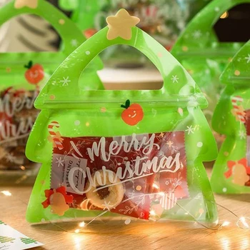 ירוק חג המולד בשקית מתנה עם חלון שקוף ועמיד מיני שקיות מתנה שקית הממתקים בשקית מתנה חמודה