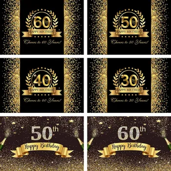 Mehofond חולות זהב שחור שמח 30 40 50 מסיבת יום הולדת 60 באנר רקע צילום רקע תפאורה סטודיו צילום Photocall