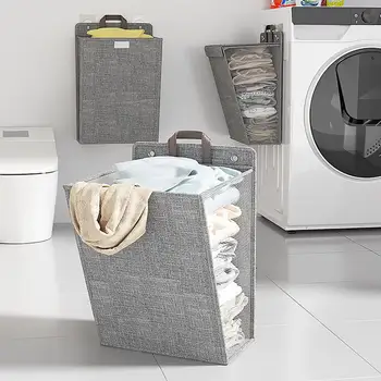 סל הכביסה לחיסכון סל כביסה מתקפל תלייה על קיר סל הכביסה עמיד חוסך מקום אחסון פתרון מלוכלך
