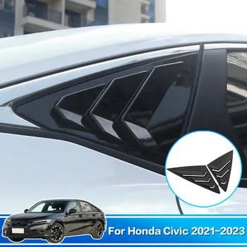 2Pcs ABS הרכב תריסים צד אחורי חלון הרפפות לכסות אוויר קישוט חיצוני אביזר עבור הונדה סיוויק 11 Gen 2021 2022 2023
