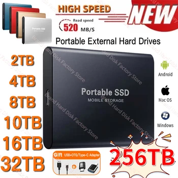 קשיח חיצוני drive1TB נייד SSD 2TB כונן הזיכרון המוצק ניידים, דיסקים קשיחים חדשים במהירות גבוהה אחסון נייד כוננים קשיחים
