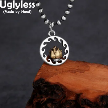 Uglyless עזים אש מעגל פרח לוטוס תליונים שרשראות לנשים מיני 925 כסף סטרלינג יצירתי לוטוס תכשיטים יוצא דופן