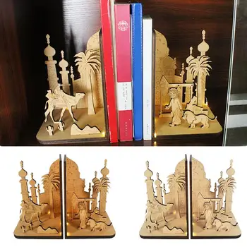 DIY 3D עץ הספר פינה מדף מיניאטורות ערבית אתנית זירת ערכות וינטג ' המפורסם סוכנות תומך הספרים בעיצוב הבית