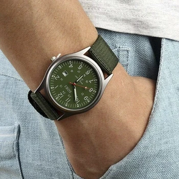 אופנה בד שעונים גברים לוח קוורץ שעונים לגברים רצועת ניילון זכר ספורט צבאי מזדמן שעון יד Horloge שעון מתנות