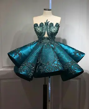 אמיתי Imag קטנה שמלות לנשף מוחלט או הצוואר קפלים קריסטל חרוזים שמלת ערב בהזמנה אישית Specail אירוע צד שמלות