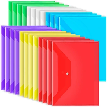 24Pack פלסטיק מעטפות עם סגר הצמד, פלסטיק קובץ תיקיות מסמכים A4 ברור מעטפות תיקיות,קבצים שקיות קל לשימוש