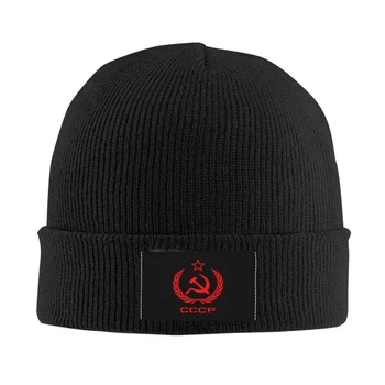 רוסית המועצות המועצות הפטיש והמגל CCCP הקומוניסטית Skullies כובעים כובעי חורף חם לסרוג כובע למבוגרים בונט כובעים כובע סקי