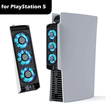 הקו PS5 מבוקר-טמפרטורה קירור משודרג קריר מאוורר עם USB3.0 רכזות תואם עם PS5 דיסק & מהדורה דיגיטלית