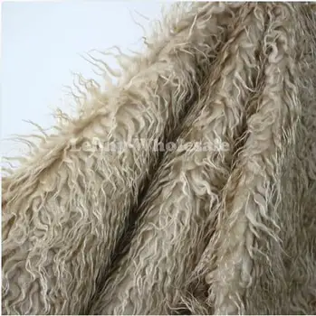 חאקי מונגולית מתולתל כבשים Faux פרווה בד המזויפת אפוד פרווה מעיל טלאים בד לתפירה 150*50 ס 