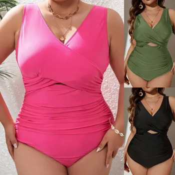החדשות של נשים סקסית 1 חתיכת בגד ים רב בצבע מוצק צבע גודל גדול של בגדי ים סרוגים בגד ים שחור בגדי הים שבחרת
