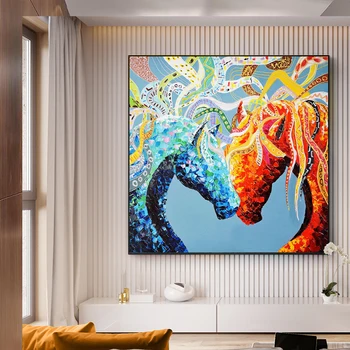 מודרני מופשט חיה צבע הסוס אמנות פוסטרים, הדפסי בד ציור אמנות קיר הסלון בבית קישוט תמונה ציור קיר