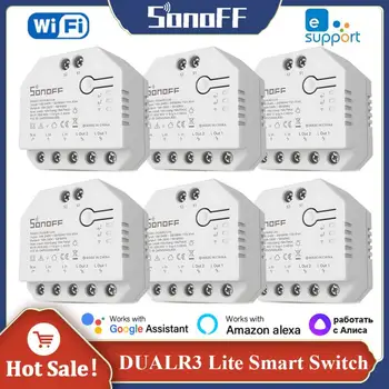 SONOFF DUALR3 לייט WiFi חכם לעבור דרך שני שליטה EWeLink שליטה מרחוק Vias אלקסה הבית של Google אליס חכם הביתה Appliance