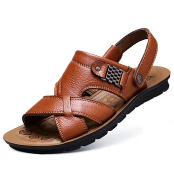 הקיץ חדש קלאסיות גברים נעלי עור גברים סנדלים אור זכר נעליים רכות סנדלי גברים הרומית נוח חיצונית הליכה נעליים