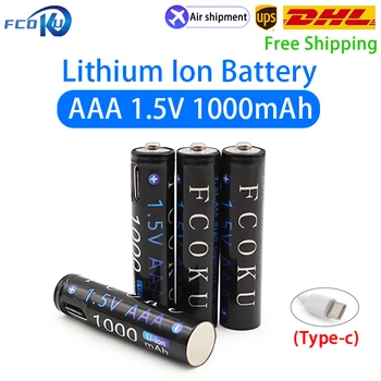 AAA 1.5 V 1000mAh USB Rechargeable Li-ion Battery with Type-C כבלים נגן MP3 עכבר אלחוטי שליטה מרחוק 1.5 V AAA