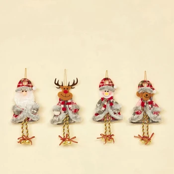 4PCS חג המולד בל סנטה קלאוס-שלג-אייל-דוב תלויה בובה קישוטי חג המולד בל