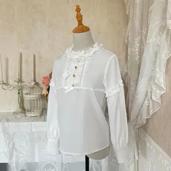 הקיץ Kawaii לוליטה נשים חולצות Miads לבן כותנה חולצות בנות נסיכה יפני מתוק Harajuku תחפושת חמודה קוספליי לכל היותר