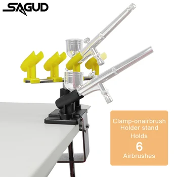 SAGUD Airbrush בעל מלחציים על סגנון מברשת אוויר תחנת לעמוד ערכת 360° סיבוב מחזיק עד 6 Airbrushes רובים אביזרים
