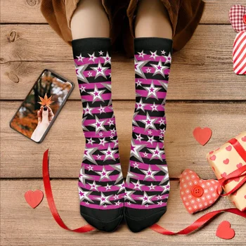 מכירות חמות ורוד צבע שחור מחומש דפוס ארבע עונות Sockings מותג עיצוב לנשימה לכלוך עמיד זיעה הספיגה גרביים