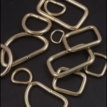 100PCS אבזם החגורה פליז D טבעת חוט נוצר מלבן הטבעת לולאות חגורה עור מלאכה תיק רצועה בגד מטען ארנק DIY