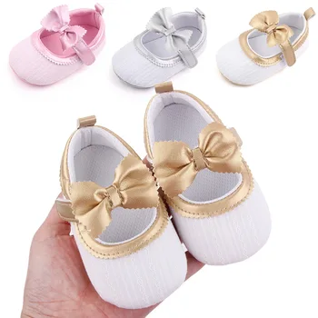 תינוק חמוד קשת הנסיכה נעליים מוצק צבע רך התחתונה הראשון נעלי פעוט 0-18 חודשים התינוק הנולד נעליים ילדה