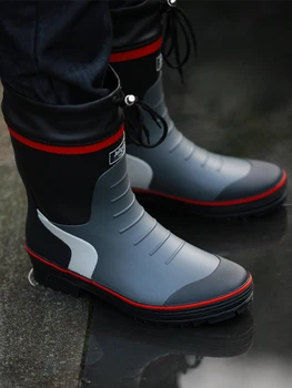 גשם נעלי גברים חמים חתיכה אחת קטיפה דיג גשם נעליים עמיד למים מעובה מים נעליים אנטי להחליק גברים חיצונית מגפיים