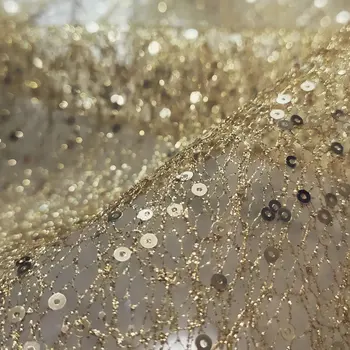 קשה Net זהב לבן נצנצים Embroiderry רשת סטיילינג חוט שמלת מסיבת קישוט ברזל יצוק Bronzing מעצב בד