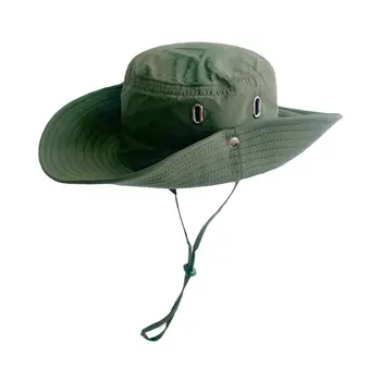 גברים שמש כובע רחב שוליים מתכוונן Windproof חבל ייבוש מהיר כובע הגנה מהשמש מוצק צבע הקיץ מצחיית הכובע דייג הכובע