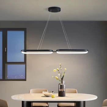 Led מודרנית תליון אור בחדר האוכל נברשת שחור תאורה למטבח חי השינה הוביל נברשות הברק אלקסה/אפליקציה/מרחוק