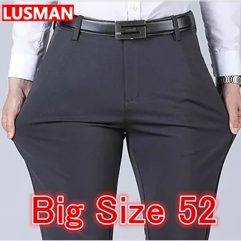 עסק של גברים מכנסיים גדול גודל 52 אלסטי המותניים ישר המכנסיים עובד רשמית מכנסיים ארוכים גודל גדול רופף מזדמנים מכנסיים