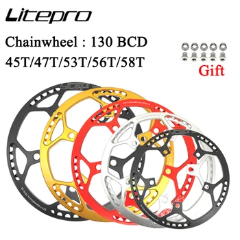 Litepro יחיד צלחת 130BCD קיפול האופניים Crankset BMX Chainwheel 45T/47T/53T/56T/58T AL7075 שרשרת גלגל 170mm קראנק Chainring
