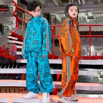 Hiphop בגדי רחוב הבמה המסלול ביצועים בנות בנים אופנה ילדים מגניב ג 'אז לרקוד החליפה ילדים נאה הז' קט העליון המכנסיים