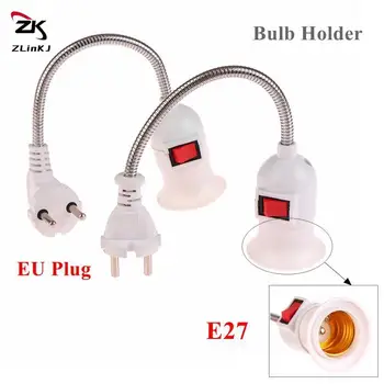 1Pc נורה E27 LED ראש הנורה בעל אור מתכוונן גמיש מתכופף עם מתג האיחוד האירופי Plug חיסכון באנרגיה LED מנורת שולחן בסיס