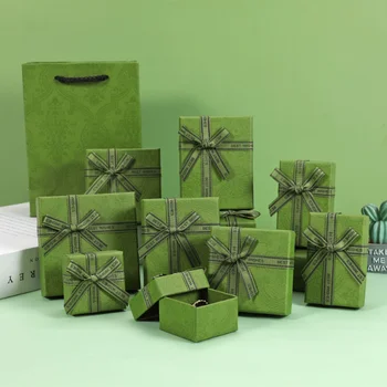 5pcs/lot חדש מעולה אופנה פשוטה אווירה ירוקה קשת קופסת תכשיטים תכשיטים צמיד אריזה קופסה חתונה, מתנת יום הולדת בקופסא
