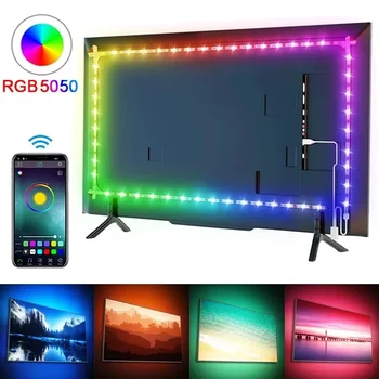 RGB 5050 LED רצועת אור Bluetooth בקרת יישום 5V USB LED קלטת גמיש סרט דיודה הקלטת טלוויזיה תאורת קישוט החדר
