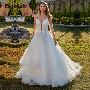 Eightale אלגנטי שמלות כלה ספגטי רצועת תחרה ללא משענת לבן שנהב נסיכה שמלות כלה 2023 vestido de casamento