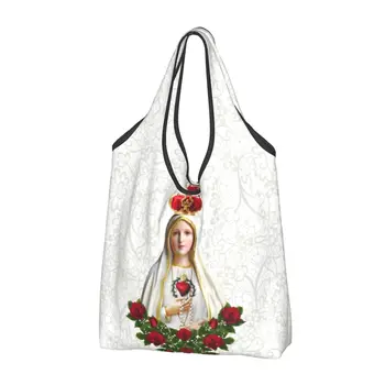 גבירתנו של פטימה הבתולה מרי מצרכים שקית קניות, קניות תיק כתף שקיות גדולות נייד פורטוגל תפילה קתולי תיק