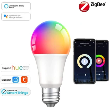 9W 5W Tuya Zigbee 3.0 Led הנורה E27 RGBCW מנורת בית חכם ניתן לעמעום הנורה הקול השלט עובד עם אלקסה הבית של Google