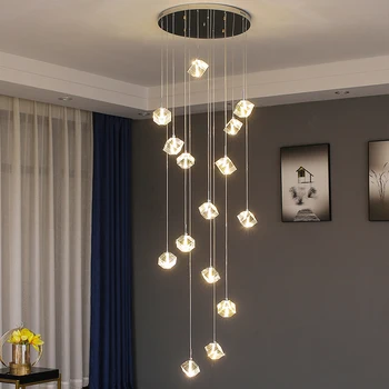 קריסטל מודרני תקרה נברשת עבור מדרגות יצירתי תלויה מנורת בית יוקרה עיצוב תאורה פנימית LED אביזרי מטבח