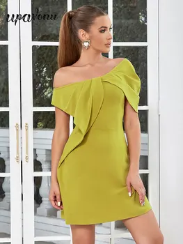 2023 נשים סקסיות הקיץ של השמלות לא סדיר כתף שרוול עיצוב Bodycon מיני שמלה מפורסמים ערב מועדון מסיבה Vestidos