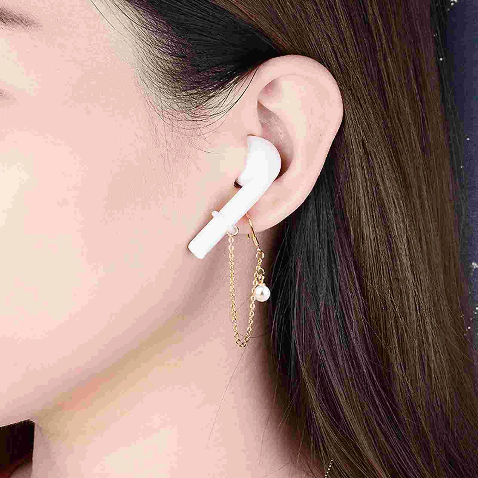 1 זוג שיק אוזניות רצועת תכליתי תליון עגילים צדדי האוזן תליון - 2