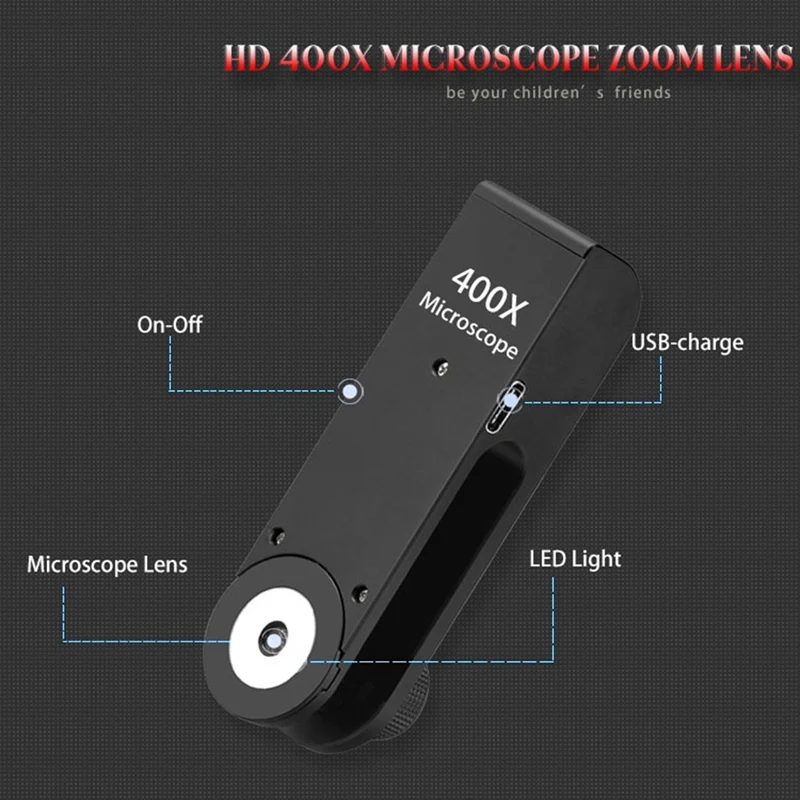 1 חתיכה מיקרוסקופ דיגיטלי עבור אלקטרוניקה Dermatoscope 400X מיקרוסקופ כף יד נייד אוניברסלי 400X מיקרוסקופ - 1