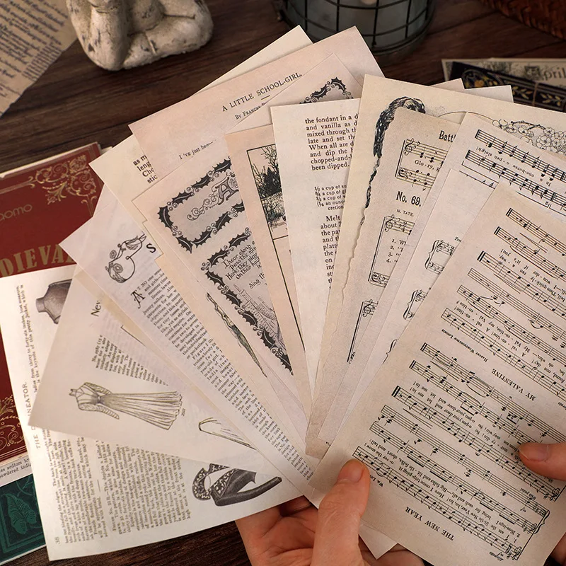 10 גיליונות בציר אנגלית ביטוי מכתב חומר נייר היומנים יומן אלבום אישי קישוט נייר רקע רטרו נייר - 5