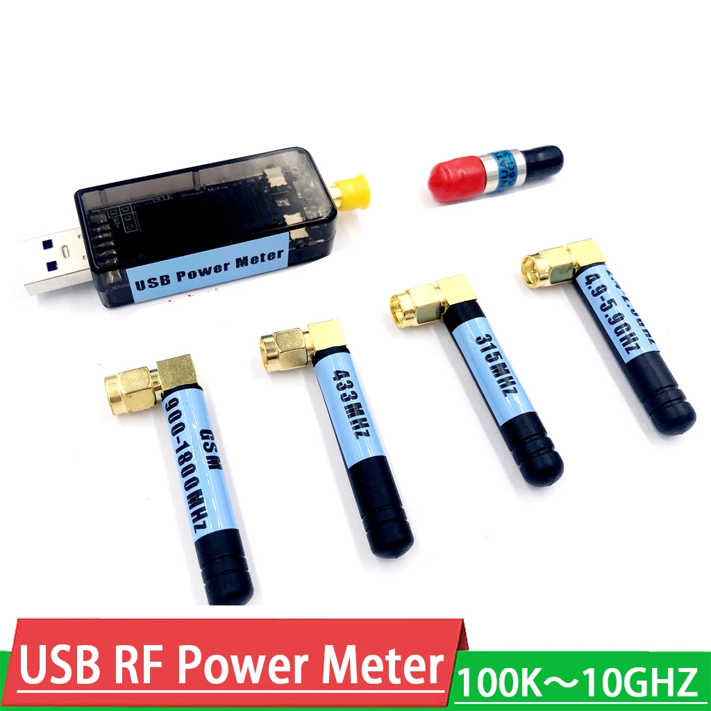 100K-10GHZ USB RF כוח מטר -55~+30dBm מתכוונן הנחתה ערך + אנטנה + Attenuator עבור רדיו מגבר - 0