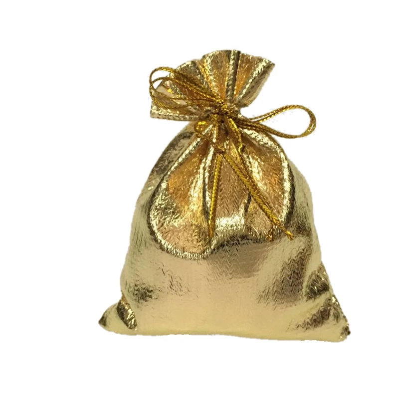 100Pcs רדיד זהב אורגנזה שקית ממתקים שקיות מתנה חג מולד קישוט מסיבת חתונה טובה נרתיק מתנה אריזות שקיות שרוך כיס - 1