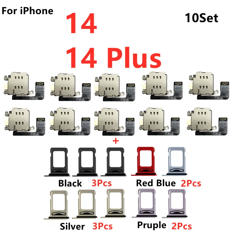 10Set/Lot כפול ה-SIM כרטיס הקורא להגמיש כבלים + כרטיס ה SIM-מגש בעל חריץ מתאם סרט עבור iPhone 14 ועוד - 5