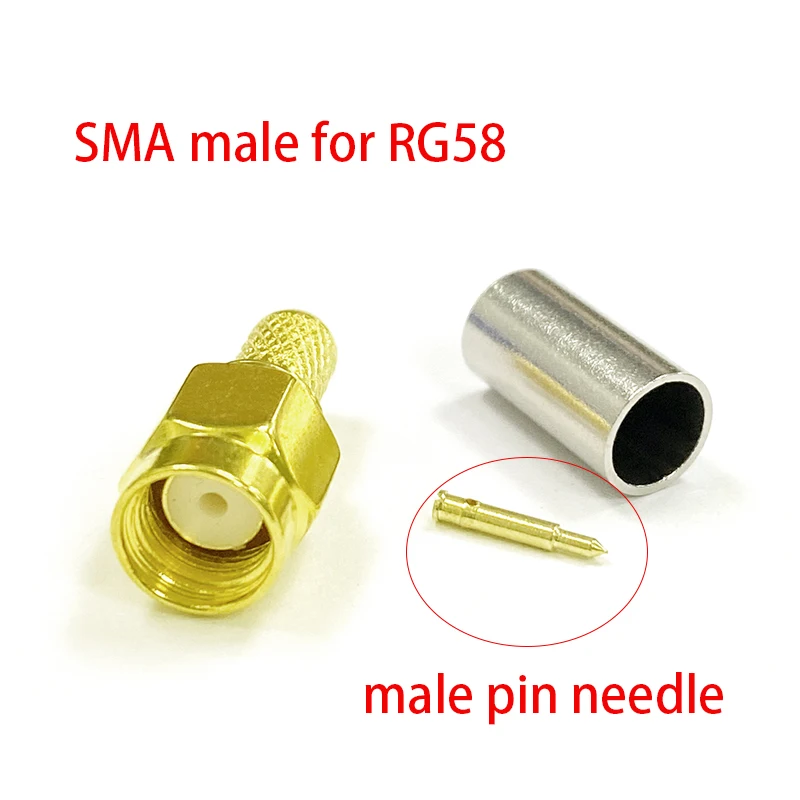 1pc חדש SMA מלחץ RF מחבר זכר נקבה RP לחבר ' ק על LMR195 RG58 הכבל מסוף הסיטוניים עבור אנטנת ה WIFI - 0