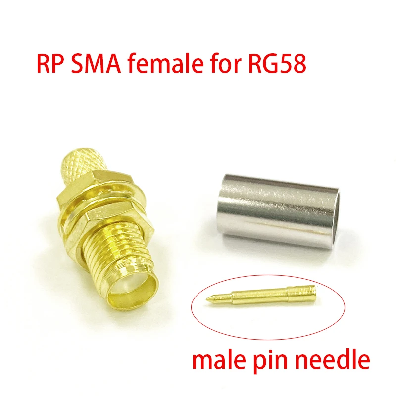 1pc חדש SMA מלחץ RF מחבר זכר נקבה RP לחבר ' ק על LMR195 RG58 הכבל מסוף הסיטוניים עבור אנטנת ה WIFI - 5