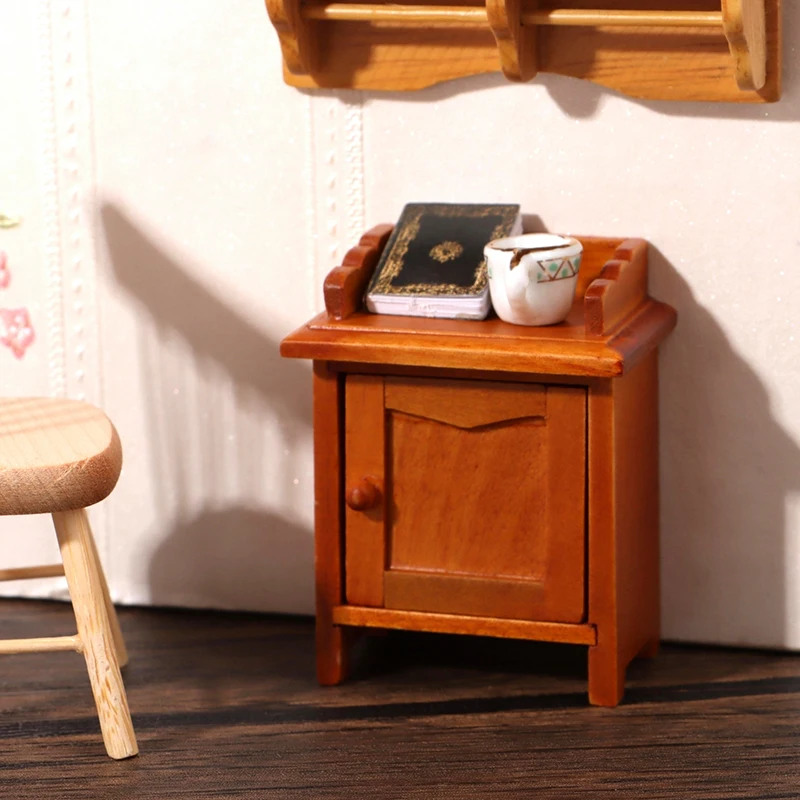 1Pcs 1:12 בית בובות מיניאטורי שולחן ליד המיטה ארונית אחסון רהיטים דגם עיצוב צעצוע בית בובות אביזרים - 1