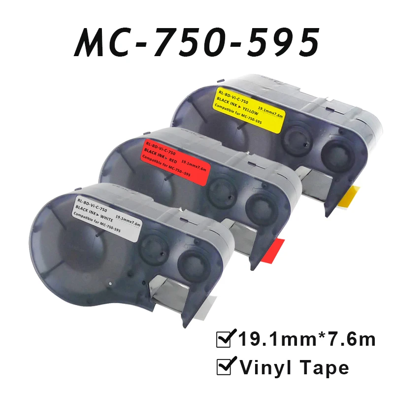 1PCS ססגוניות MC-750-595 19.1mmx7.6m הדבקה עצמית ויניל תווית תואם בריידי BMP-41 BMP-51 מדפסת MC 750 595 - 0